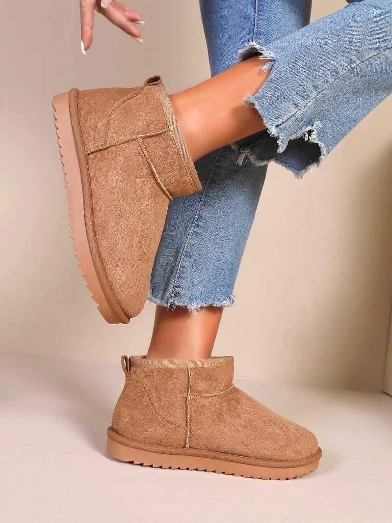 Melany - Låga teddystövlar i mockalook